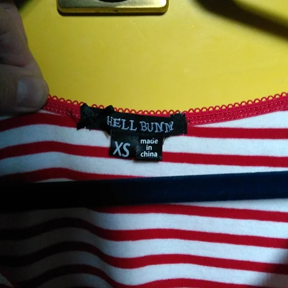 Hell Bunny Red and White Striped Short Sleeve Top - Picture 2 of 5